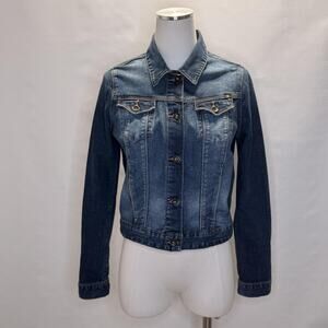 Lucky Brand Pixie Denim Jacket Womens Medium Blue Jean Button Front Pockets